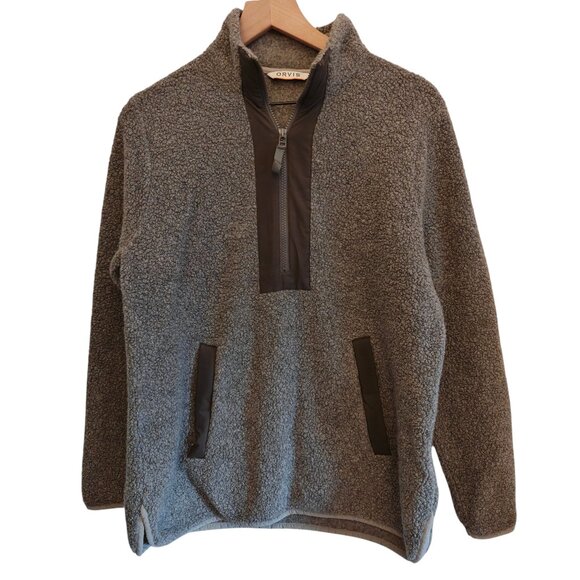 Orvis Women's Grey Wool Blend Quarter Zip Pullover Sweater M - Picture 1 of 6
